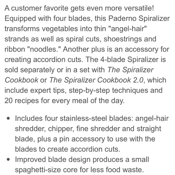 Williams Sonoma - Paderno Spiralizer 4-Blade - Picture 9 of 12